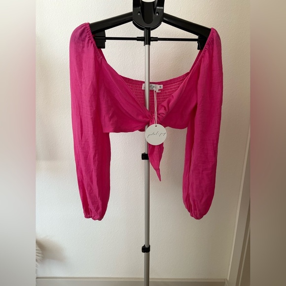 Petal & Pup Fuchsia Puff Sleeve Blouse - Picture 1 of 5